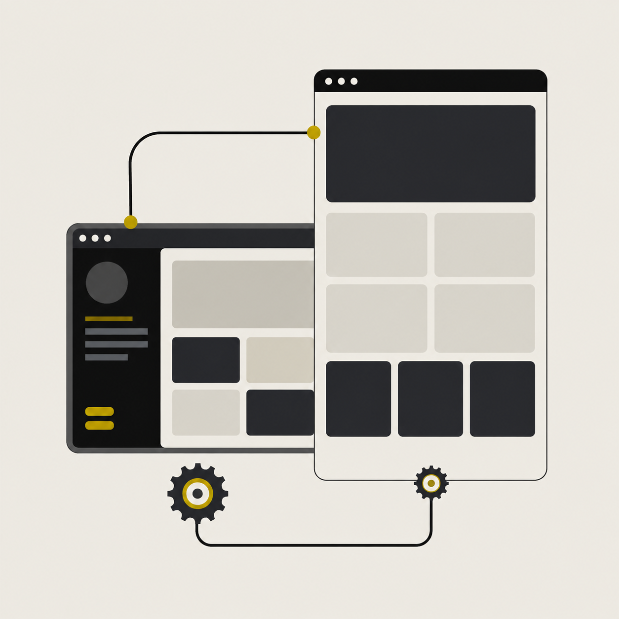 Abstract visualization representing connected web services